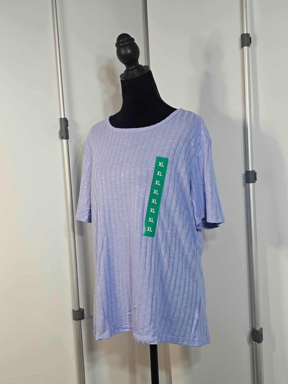 #202 Vintage America Women’s XL Lavender Slub Ribbed Short Sleeve Tee NWT